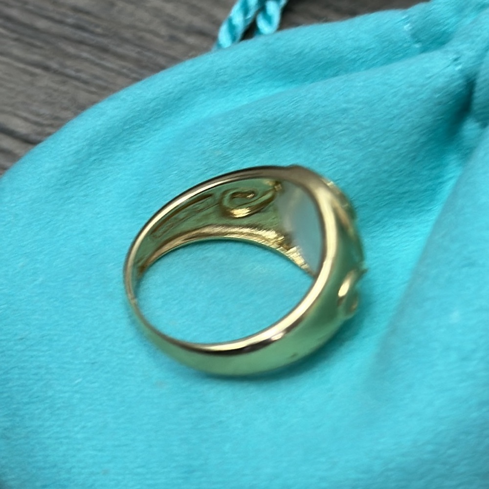 Rare Carribean Opal 14K Yellow Italian Gold Stamped Ring with Swirl - Picture 9 of 15